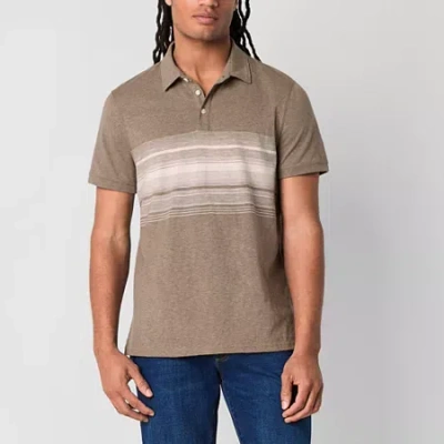Mutual Weave Mens Regular Fit Short Sleeve Polo Shirt In Brown