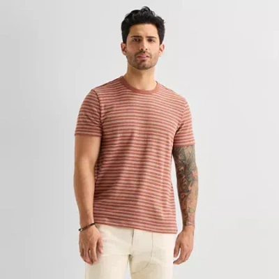 Mutual Weave Mens Round Neck Elbow Sleeve T-shirt In Brown