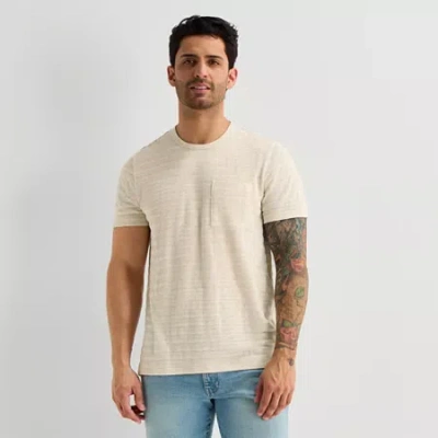Mutual Weave Mens Round Neck Short Sleeve T-shirt In White