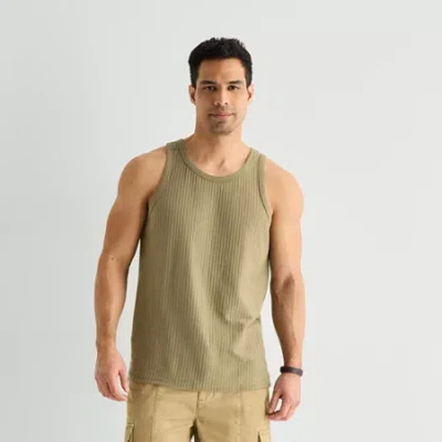 Mutual Weave Mens Round Neck Tank Top In Green