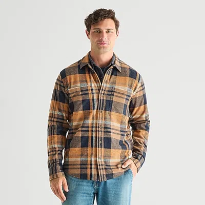 Mutual Weave Mens Shirt Jacket In Orange