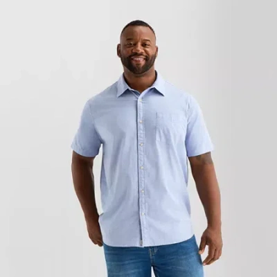 Mutual Weave Mens Short Sleeve Big And Tall Button-down Shirt In Blue