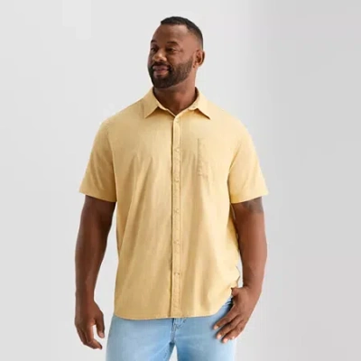 Mutual Weave Mens Short Sleeve Big And Tall Button-down Shirt In Brown