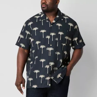 Mutual Weave Mens Short Sleeve Big And Tall Camp Shirt In Blue