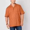 Mutual Weave Mens Short Sleeve Big And Tall Camp Shirt In Brown
