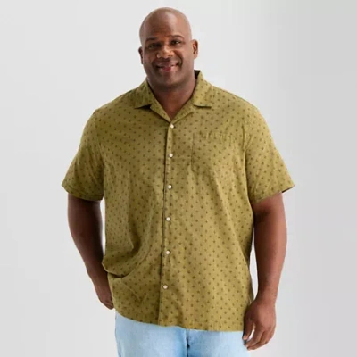 Mutual Weave Mens Short Sleeve Big And Tall Camp Shirt In Green