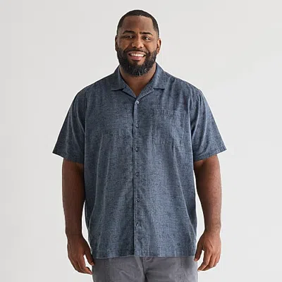Mutual Weave Mens Short Sleeve Boxy Fit Big And Tall Button-down Shirt In Blue