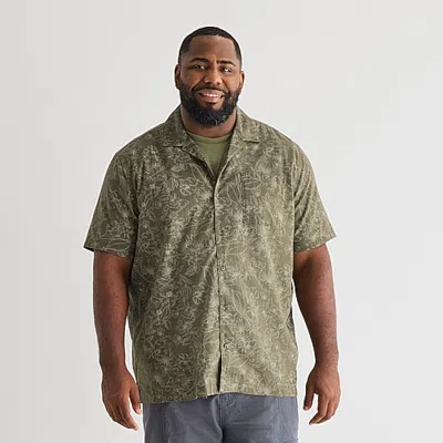 Mutual Weave Mens Short Sleeve Boxy Fit Big And Tall Button-down Shirt In Green