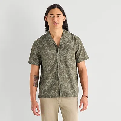 Mutual Weave Mens Short Sleeve Boxy Fit Button-down Shirt In Multi