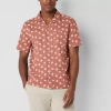 Mutual Weave Mens Short Sleeve Camp Shirt In Pink