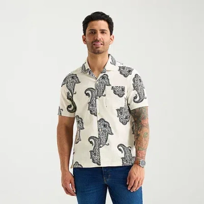 Mutual Weave Mens Short Sleeve Camp Shirt In White