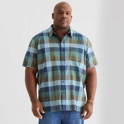 Mutual Weave Mens Short Sleeve Classic Fit Big And Tall Button-down Shirt In Blue