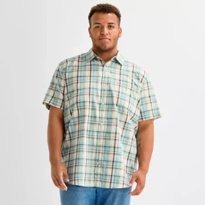 Mutual Weave Mens Short Sleeve Classic Fit Big And Tall Button-down Shirt In Blue