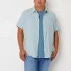 Mutual Weave Mens Short Sleeve Classic Fit Big And Tall Button-down Shirt In Blue