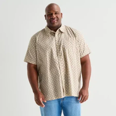 Mutual Weave Mens Short Sleeve Classic Fit Big And Tall Button-down Shirt In Neutral
