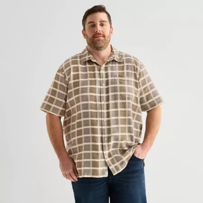 Mutual Weave Mens Short Sleeve Classic Fit Big And Tall Button-down Shirt In Brown