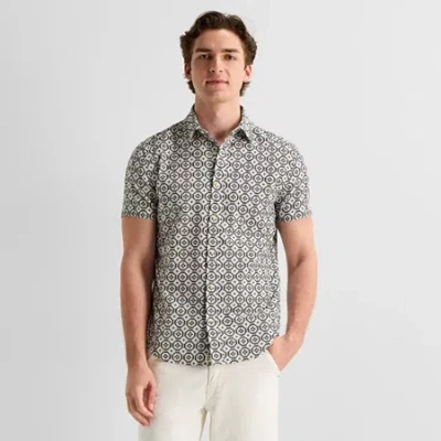Mutual Weave Mens Short Sleeve Classic Fit Button-down Shirt In Black