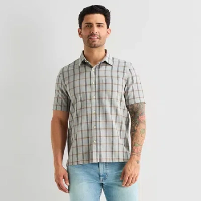 Mutual Weave Mens Short Sleeve Classic Fit Button-down Shirt In Gray