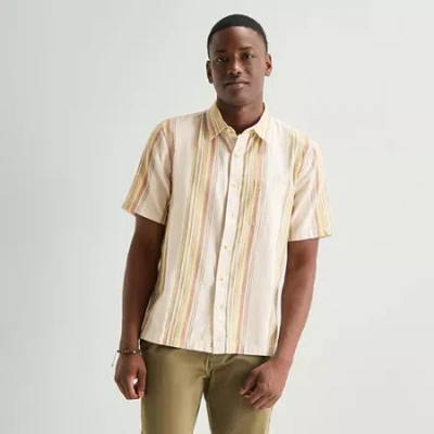Mutual Weave Mens Short Sleeve Classic Fit Button-down Shirt In Neutral