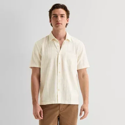 Mutual Weave Mens Short Sleeve Classic Fit Button-down Shirt In White