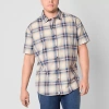 Mutual Weave Mens Short Sleeve Regular Fit Big And Tall Button-down Shirt In Blue