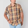 Mutual Weave Mens Short Sleeve Regular Fit Big And Tall Button-down Shirt In Brown