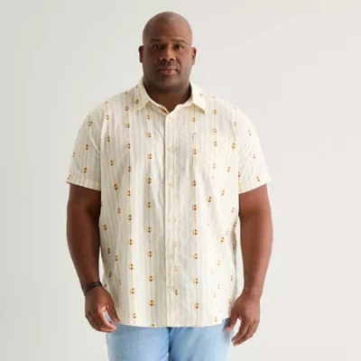 Mutual Weave Mens Short Sleeve Regular Fit Big And Tall Button-down Shirt In Neutral