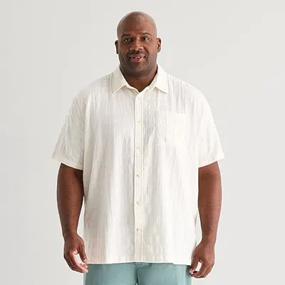Mutual Weave Mens Short Sleeve Regular Fit Big And Tall Button-down Shirt In White