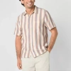 Mutual Weave Mens Short Sleeve Regular Fit Button-down Shirt In Neutral