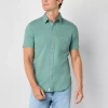 Mutual Weave Mens Short Sleeve Regular Fit Button-down Shirt In Blue