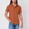 Mutual Weave Mens Short Sleeve Regular Fit Button-down Shirt In Brown