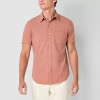 Mutual Weave Mens Short Sleeve Regular Fit Button-down Shirt In Pink