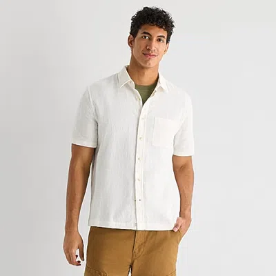 Mutual Weave Mens Short Sleeve Regular Fit Button-down Shirt In White