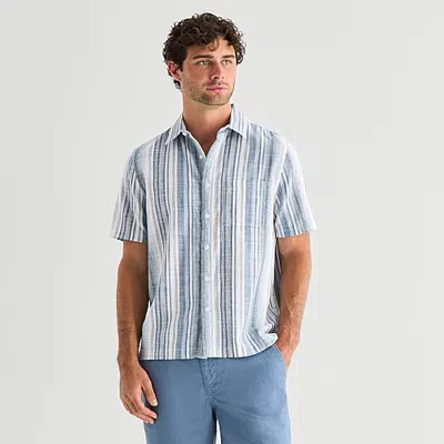 Mutual Weave Mens Short Sleeve Relaxed Fit Button-down Shirt In Blue