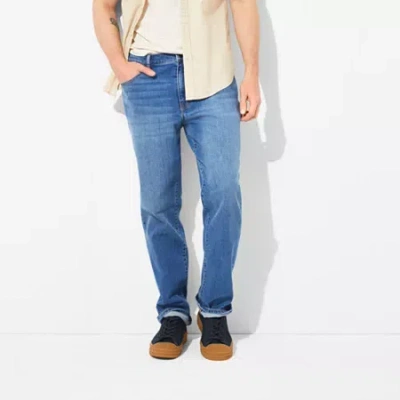 Mutual Weave Mens Stretch Fabric Tapered Leg Athletic Fit Jean In Blue