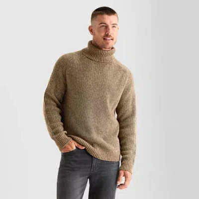 Mutual Weave Mens Turtleneck Long Sleeve Pullover Sweater In Brown