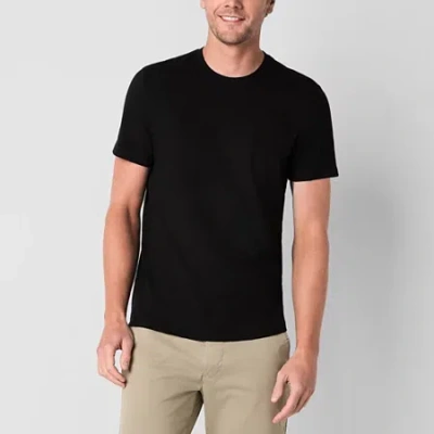 Mutual Weave Slub Mens Crew Neck Short Sleeve T-shirt In Black