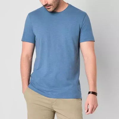 Mutual Weave Slub Mens Crew Neck Short Sleeve T-shirt In Blue