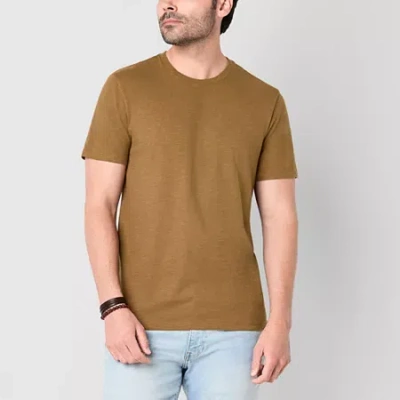 Mutual Weave Slub Mens Crew Neck Short Sleeve T-shirt In Brown