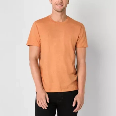Mutual Weave Slub Mens Crew Neck Short Sleeve T-shirt In Orange