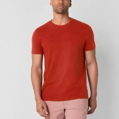 Mutual Weave Slub Mens Crew Neck Short Sleeve T-shirt In Red