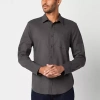 Mutual Weave Stretch Oxford Mens Long Sleeve Regular Fit Stretch Fabric Button-down Shirt In Gray