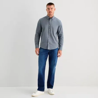 Mutual Weave Washed Oxford Mens Long Sleeve Classic Fit Button-down Shirt In Blue