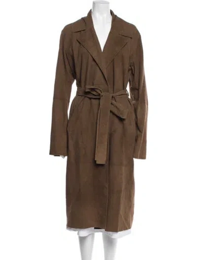 Pre-owned Muubaa Goat Leather Trench Coat In Brown