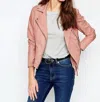 Muubaa Holmdale Leather Moto Biker Jacket In Pink In Pink