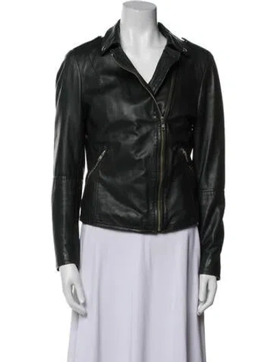 Pre-owned Muubaa Lamb Leather Biker Jacket In Black
