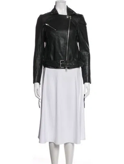 Pre-owned Muubaa Lamb Leather Biker Jacket In Black