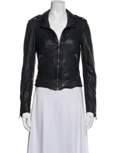 Pre-owned Muubaa Lamb Leather Biker Jacket In Black
