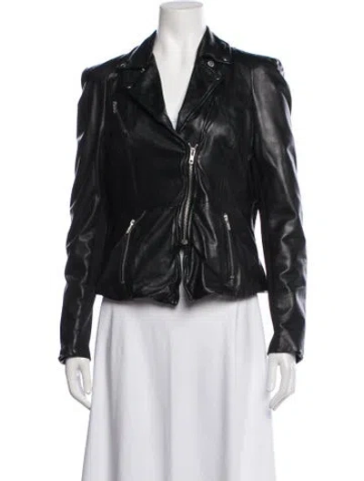 Pre-owned Muubaa Lamb Leather Biker Jacket In Black