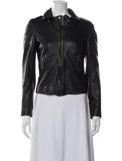 Pre-owned Muubaa Lamb Leather Biker Jacket In Black